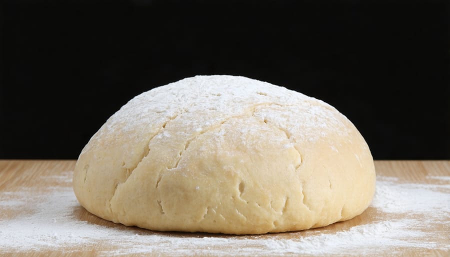 Hands demonstrating the window pane test with stretchy Japanese milk bread dough