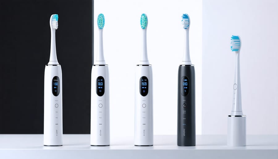 Oclean smart sonic toothbrush with illuminated LED display showing brushing mode