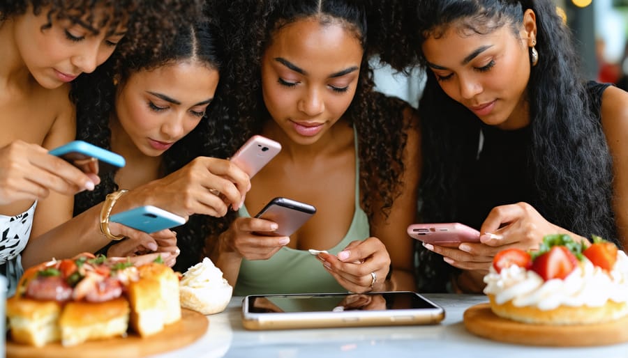 People engaging with beauty and cooking content on social media platforms