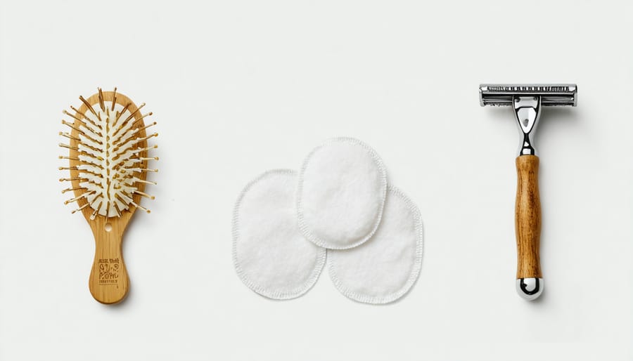 Collection of eco-friendly beauty tools and accessories made from sustainable materials
