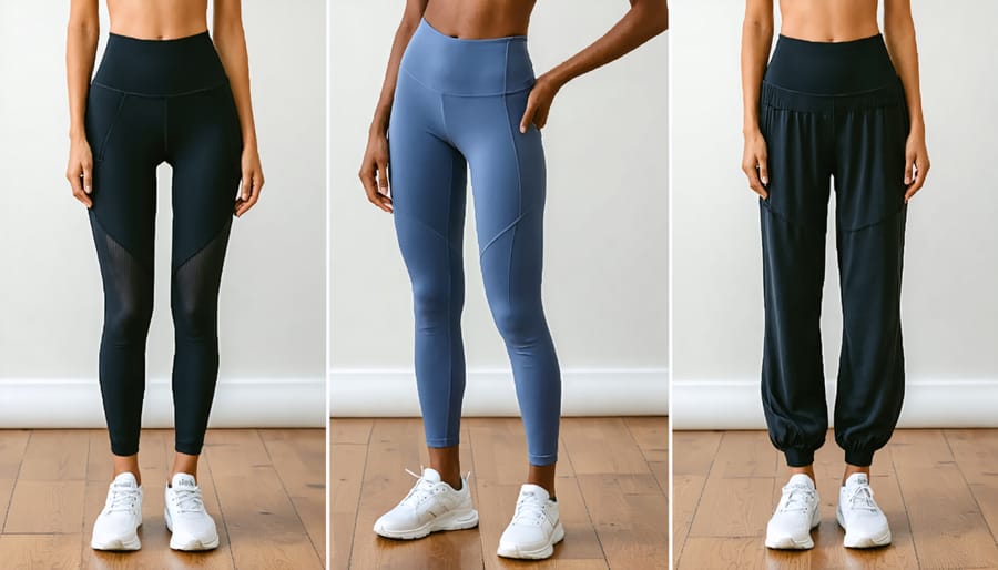 Side-by-side comparison of athleisure outfit styled for work and social occasions