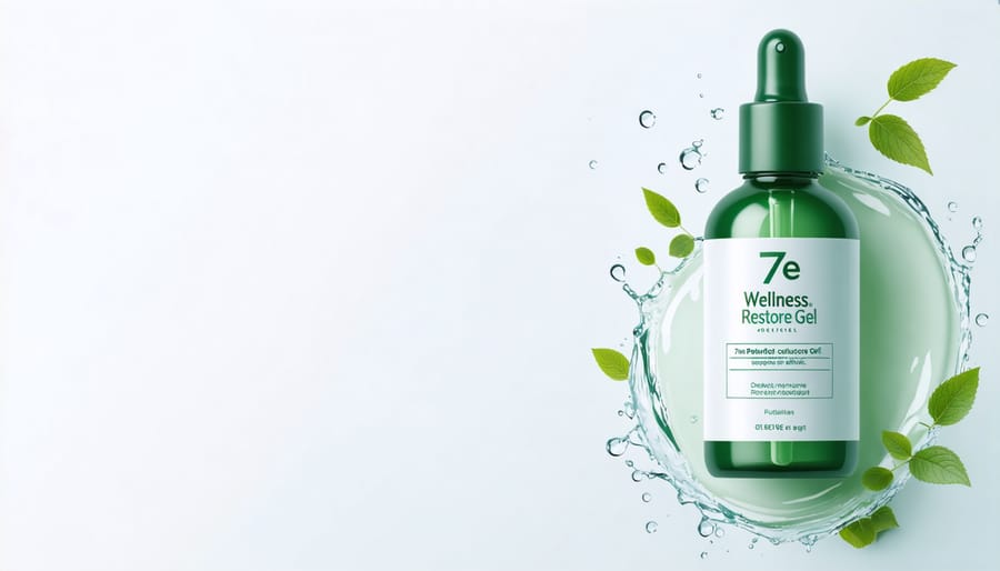 7e Wellness Restore Conductive Gel bottle and clear gel texture demonstration