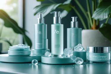 7e Wellness Restore Conductive Gel bottle displayed with microcurrent devices, highlighting the gel's smooth texture and advanced skincare technology.