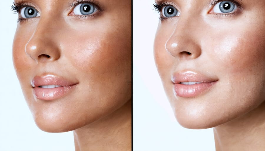 Before and after results showing skin improvement after three months of using 7e Wellness gel