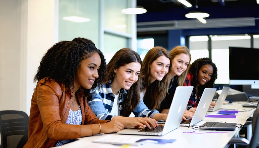 Female students collaborating on business ideas in Clemson's entrepreneurship center