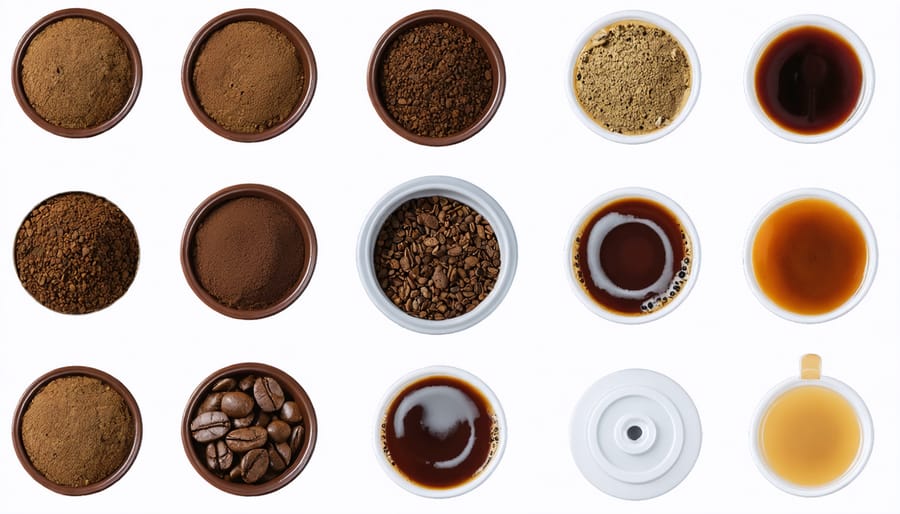 Different types of coffee pods made from aluminum and plastic materials