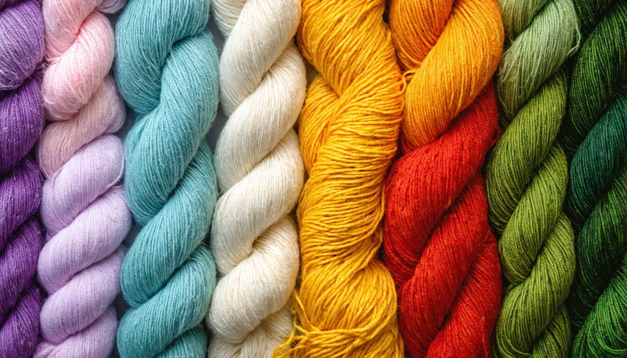 Detailed view of different sustainable yarn textures and materials