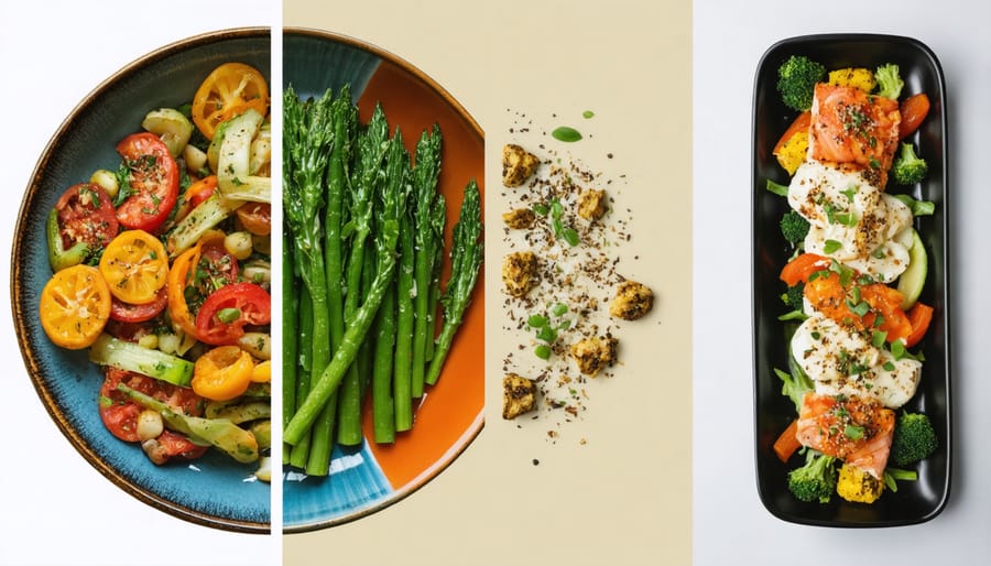Comparison of fresh harvested vegetables and their transformation into seasonal dishes