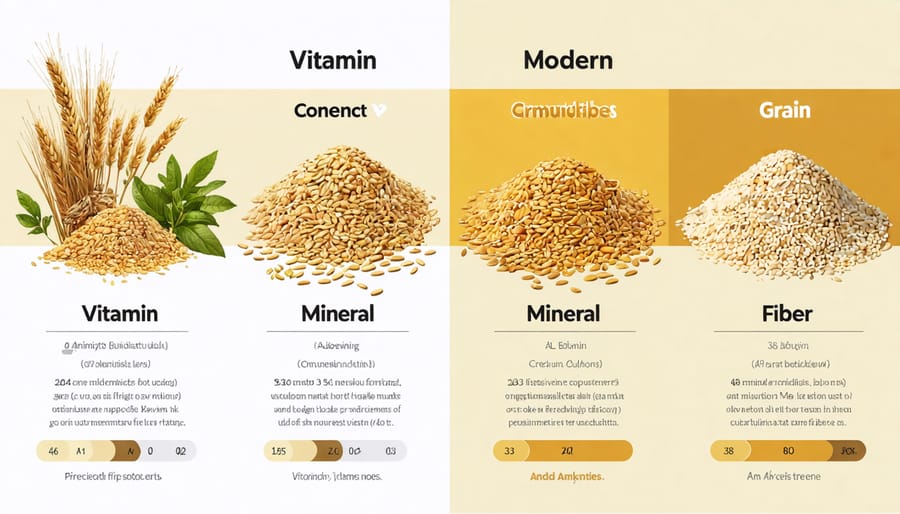 Nutritional comparison chart between ancient and modern grain varieties