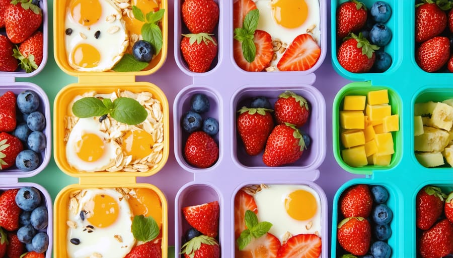 Various healthy breakfast meal prep options in containers