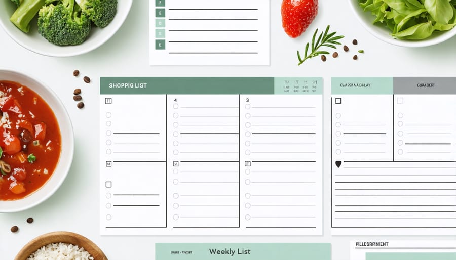 Weekly meal planning calendar and organization tools