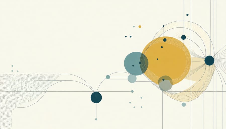 Abstract diagram showing the connection between mindful work and various life aspects