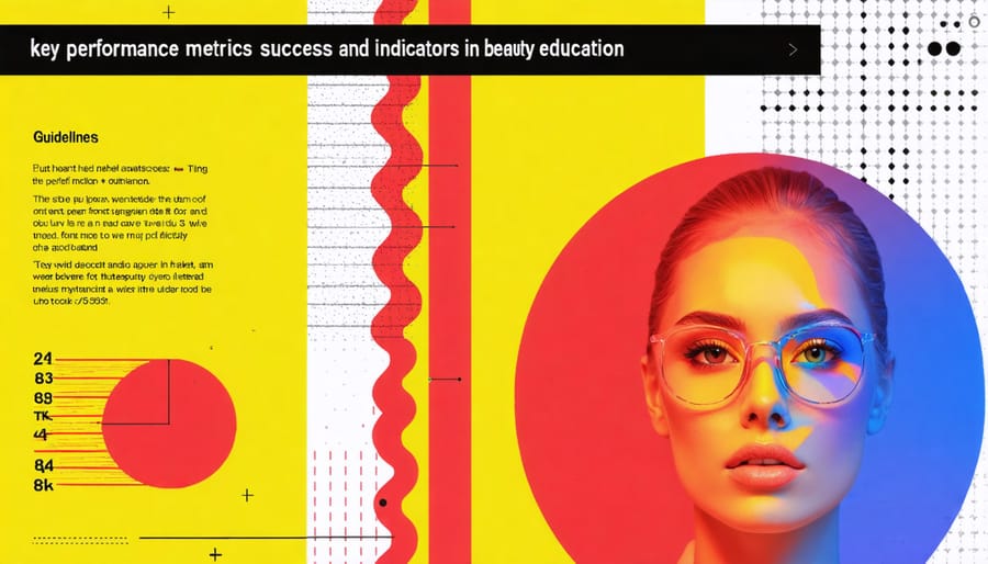 Visual representation of beauty education success metrics including completion rates and student satisfaction