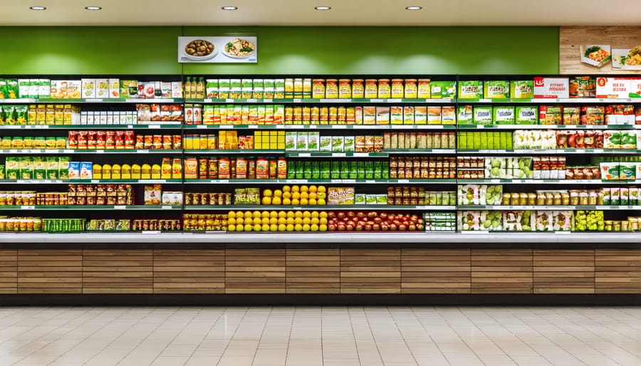 Diverse selection of international ingredients in a specialty grocery store