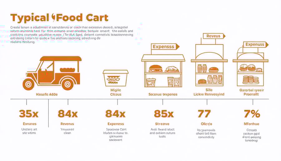 Visual breakdown of street food vendor costs including licenses, ingredients, and equipment