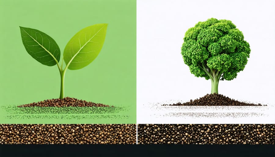 Split image showing sustainable farming methods versus destructive harvesting practices